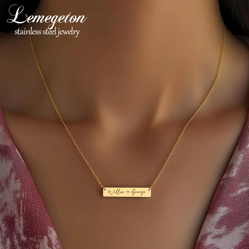 Personalized Minimalist Bar Na - Handwriting Necklace Bar 评论和价格