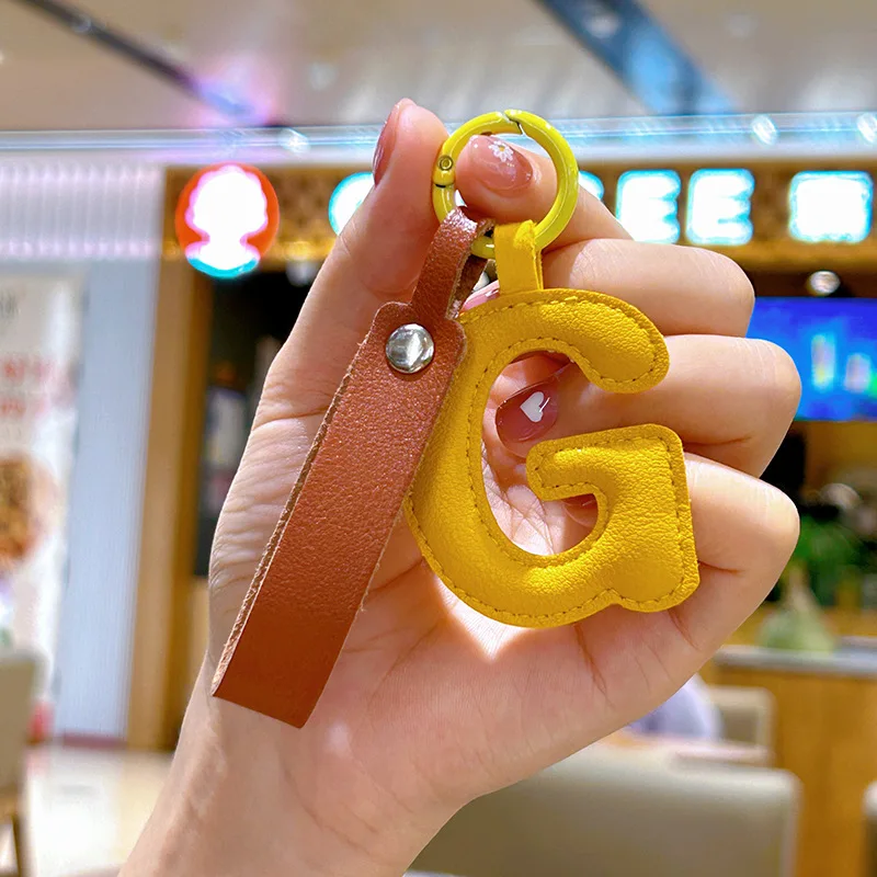 A to Z PU Leather Initial Lett - Monogram Keychain Leather 评论和价格