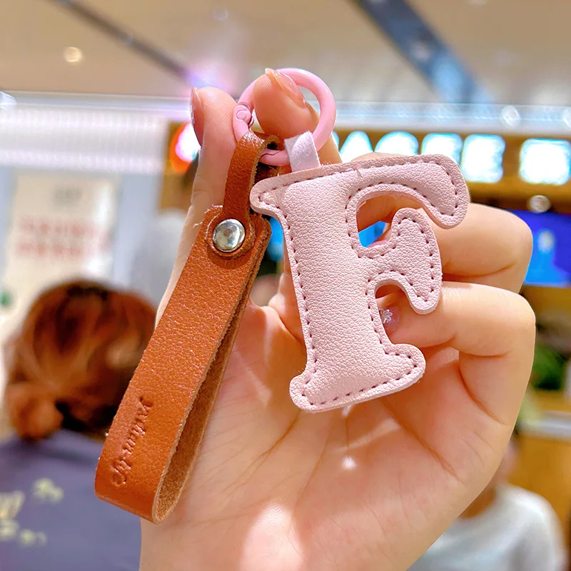 A to Z PU Leather Initial Lett - Monogram Keychain Leather 评论和价格