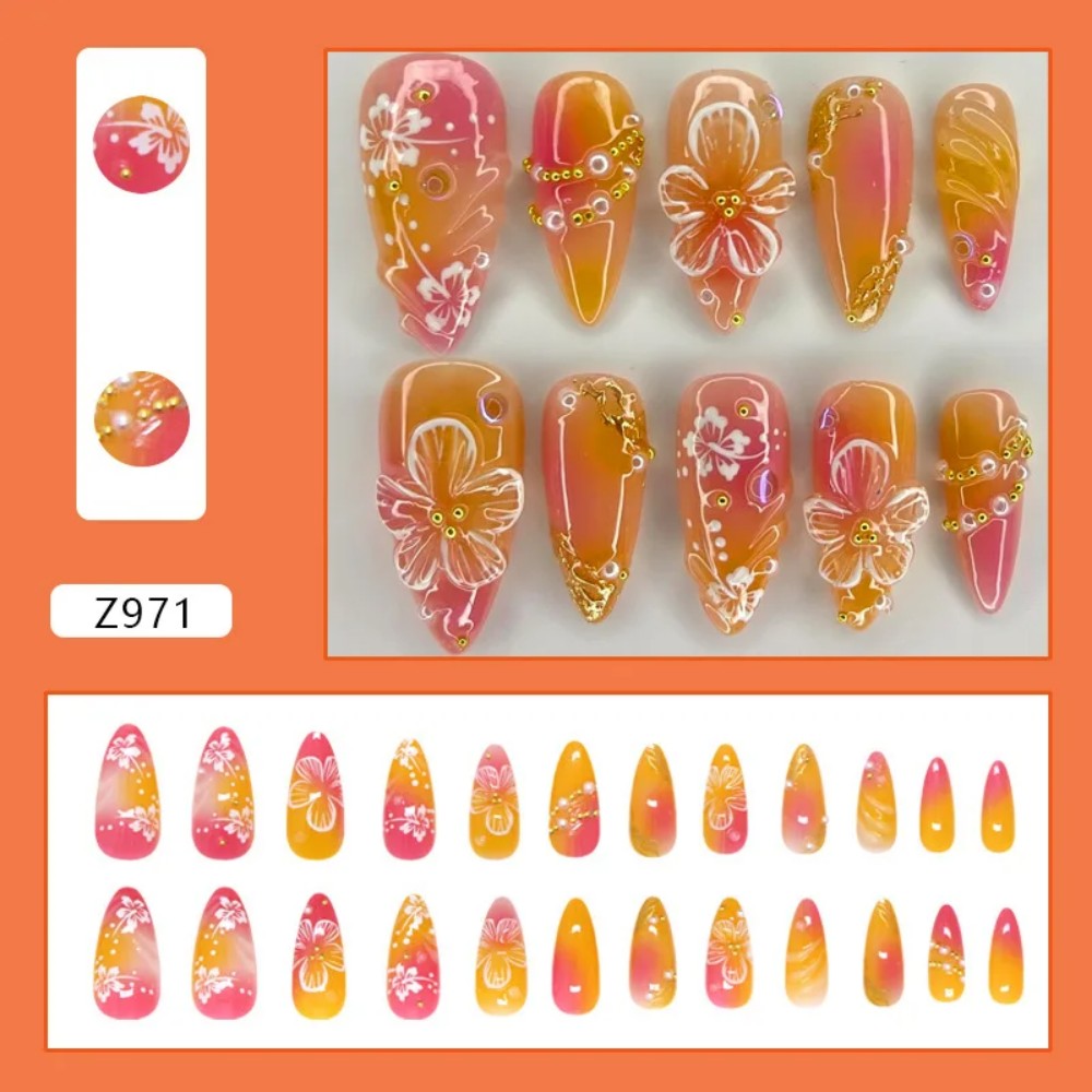 24Pcs Pink Gradient Almond Fak - Pressed Flower Art 评论和价格