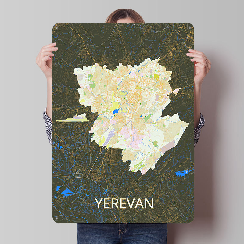 Yerevan City Map Tinplate Post - Custom Map Poster 评论和价格