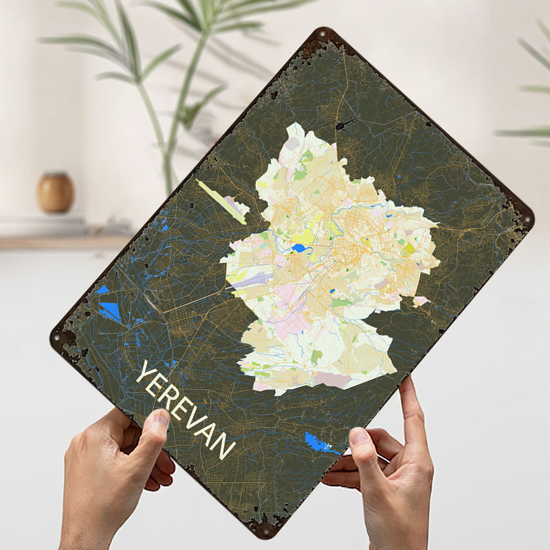 Yerevan City Map Tinplate Post - Custom Map Poster 评论和价格