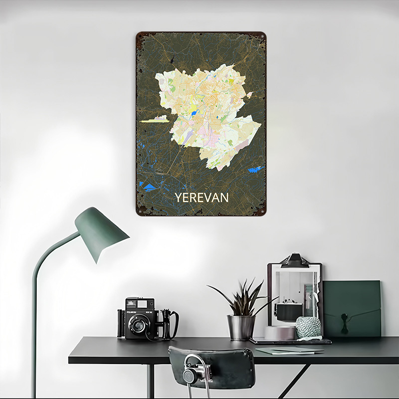 Yerevan City Map Tinplate Post - Custom Map Poster 评论和价格