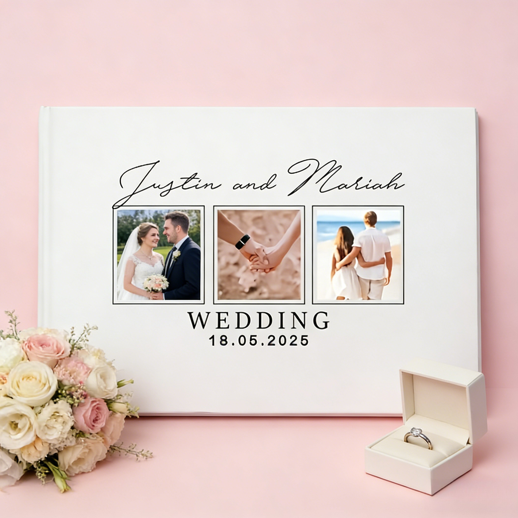 A Custom Wedding Guest Book -  - Custom Photo Book 评论和价格